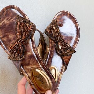 Carlos Santana Leopard Bow Sandals 7